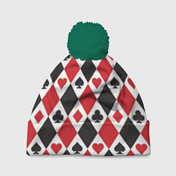 Шапка c помпоном Фон из карточных мастей