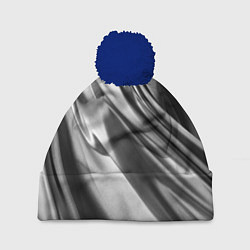 Шапка с помпоном Объёмный сатин - текстура, цвет: 3D-тёмно-синий