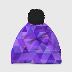 Шапка с помпоном Фиолетовые фигуры, цвет: 3D-черный