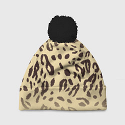 Шапка с помпоном Пятнистые леопардовые узоры, цвет: 3D-черный