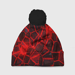Шапка с помпоном Кристаллы в красных нитях, цвет: 3D-черный
