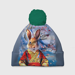 Шапка с помпоном Кролик в китайском халате, цвет: 3D-зеленый