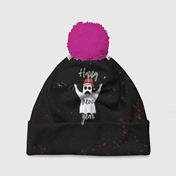 Шапка с помпоном Новогодний призрак в красной шапке, цвет: 3D-малиновый