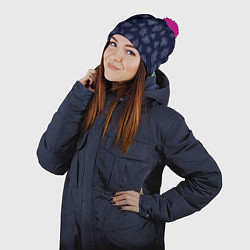 Шапка с помпоном Узор абстракт, цвет: 3D-малиновый — фото 2