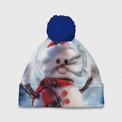 Шапка с помпоном Снеговичёк, цвет: 3D-тёмно-синий