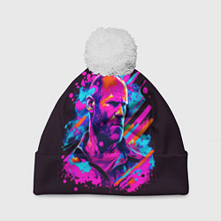 Шапка c помпоном Jason Statham - pop art