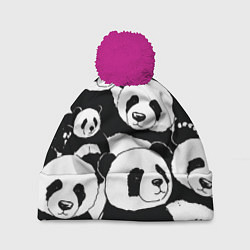 Шапка c помпоном С пандами паттерн