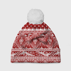 Шапка с помпоном Love climbing : Christmas aesthetics, цвет: 3D-белый