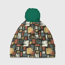 Шапка c помпоном Узор штрихованный