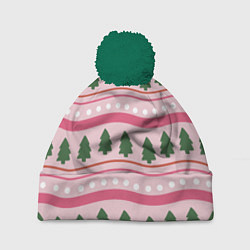 Шапка с помпоном Новогодний свитер: розовый, цвет: 3D-зеленый