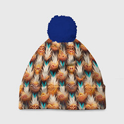 Шапка с помпоном Боевое одеяние шамана, цвет: 3D-тёмно-синий