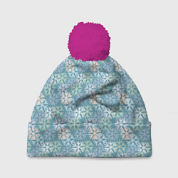 Шапка c помпоном Узор из разноцветных снежинок