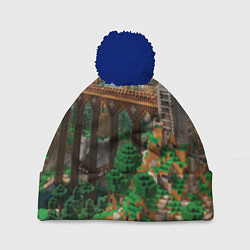 Шапка с помпоном Minecraft постройка, цвет: 3D-тёмно-синий