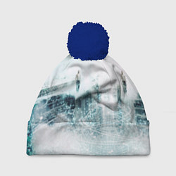 Шапка с помпоном Абстрактное свечение из будущего, цвет: 3D-тёмно-синий