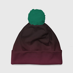 Шапка с помпоном Темно-малиновый градиент, цвет: 3D-зеленый