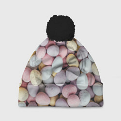Шапка с помпоном Абстрактное множество чистых и светлых камней, цвет: 3D-черный