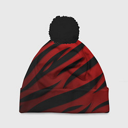 Шапка c помпоном Красный градиент - языки пламени