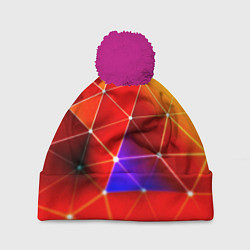 Шапка с помпоном Digital triangle abstract, цвет: 3D-малиновый