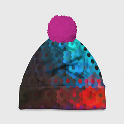 Шапка с помпоном Битва размытых пикселей, цвет: 3D-малиновый