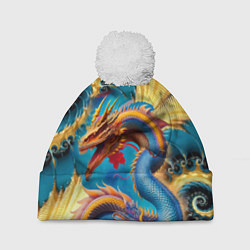 Шапка с помпоном Japanese dragon - tattoo - irezumi - art, цвет: 3D-белый