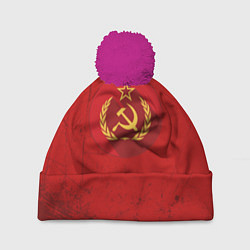 Шапка с помпоном Тень СССР, цвет: 3D-малиновый
