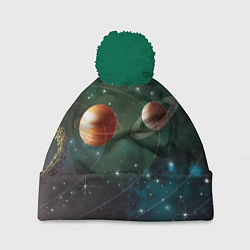 Шапка с помпоном Планетная система, цвет: 3D-зеленый