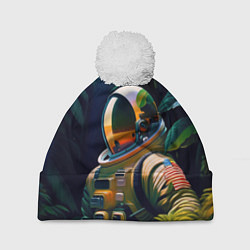 Шапка с помпоном Космонавт в зарослях, цвет: 3D-белый