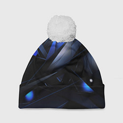 Шапка с помпоном Blue black background, цвет: 3D-белый