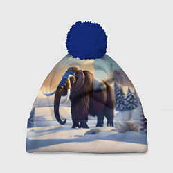 Шапка с помпоном Шерстистый мамонт, цвет: 3D-тёмно-синий