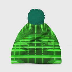 Шапка с помпоном Зеленые световые объекты, цвет: 3D-зеленый