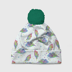 Шапка с помпоном Цветные листочки, цвет: 3D-зеленый