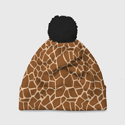 Шапка с помпоном Пятнистая шкура жирафа, цвет: 3D-черный
