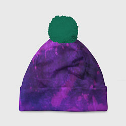 Шапка с помпоном Текстура - Purple explosion, цвет: 3D-зеленый