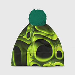 Шапка с помпоном Зеленая кислотная абстракция, цвет: 3D-зеленый