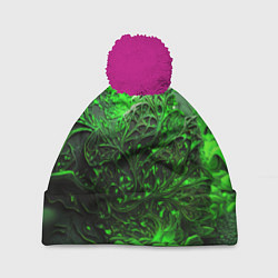 Шапка с помпоном Зеленая кислота, цвет: 3D-малиновый