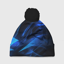 Шапка с помпоном Black blue texture, цвет: 3D-черный