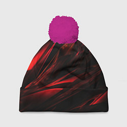 Шапка с помпоном Black red background, цвет: 3D-малиновый