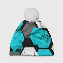 Шапка с помпоном Шестиугольники абстрактный фон, цвет: 3D-белый
