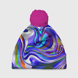 Шапка с помпоном Цветомузыка настроения, цвет: 3D-малиновый