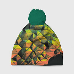 Шапка с помпоном Зеленая кубическая абстракция, цвет: 3D-зеленый