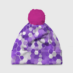 Шапка с помпоном Кибер Hexagon Фиолетовый, цвет: 3D-малиновый
