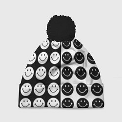 Шапка с помпоном Smiley black and white, цвет: 3D-черный