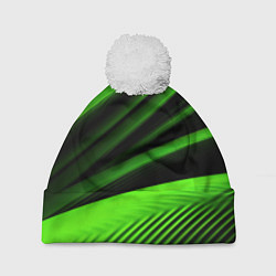 Шапка с помпоном Зеленый яркая текстура, цвет: 3D-белый