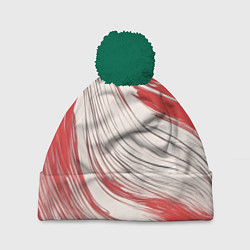 Шапка с помпоном Абстракция красно-белая, цвет: 3D-зеленый