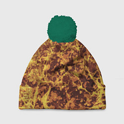 Шапка c помпоном Абстракция - желтый антрацит