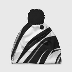 Шапка с помпоном Abstract black and white composition, цвет: 3D-черный