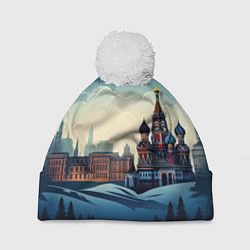 Шапка с помпоном Площадь новогодняя, цвет: 3D-белый