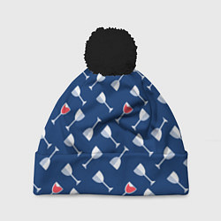 Шапка c помпоном Бокальчик винишка