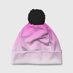 Шапка с помпоном Розово-белый градиент, цвет: 3D-черный
