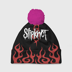 Шапка с помпоном Slipknot в огне, цвет: 3D-малиновый